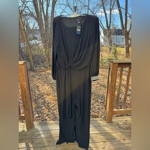 MSK Black w/Silver Rhinestone Embellished Wide Leg Jumpsuit XL NEW WITH TAGS